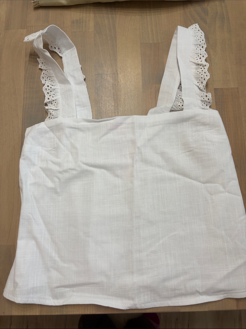 Edikted White Cotton Lace-Trim Tank Top